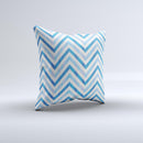 Vintage Blue Striped Chevron Pattern V4 Ink-Fuzed Decorative Throw Pillow