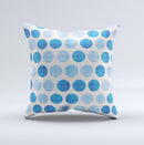 Vintage Blue Striped Polka Dot Pattern V4 Ink-Fuzed Decorative Throw Pillow
