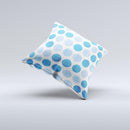 Vintage Blue Striped Polka Dot Pattern V4 Ink-Fuzed Decorative Throw Pillow