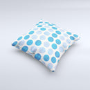 Vintage Blue Striped Polka Dot Pattern V4 Ink-Fuzed Decorative Throw Pillow