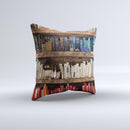 Vintage Bookcase V1  Ink-Fuzed Decorative Throw Pillow