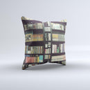Vintage Bookcase V2  Ink-Fuzed Decorative Throw Pillow