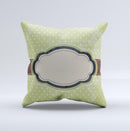 Vintage Green Polka With Brown Strip Ink-Fuzed Decorative Throw Pillow