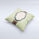 Vintage Green Polka With Brown Strip Ink-Fuzed Decorative Throw Pillow