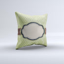Vintage Green Polka With Brown Strip Ink-Fuzed Decorative Throw Pillow