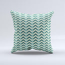 Vintage Green & Tan Chevron Pattern Ink-Fuzed Decorative Throw Pillow