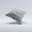 Vintage Green & Tan Chevron Pattern Ink-Fuzed Decorative Throw Pillow