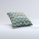 Vintage Green & Tan Chevron Pattern Ink-Fuzed Decorative Throw Pillow