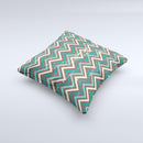 Vintage Green & Tan Chevron Pattern Ink-Fuzed Decorative Throw Pillow