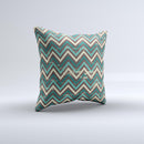 Vintage Green & Tan Chevron Pattern Ink-Fuzed Decorative Throw Pillow
