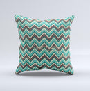 Vintage Green & Tan Chevron Pattern V4  Ink-Fuzed Decorative Throw Pillow