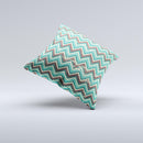Vintage Green & Tan Chevron Pattern V4  Ink-Fuzed Decorative Throw Pillow