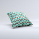 Vintage Green & Tan Chevron Pattern V4  Ink-Fuzed Decorative Throw Pillow
