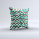 Vintage Green & Tan Chevron Pattern V4  Ink-Fuzed Decorative Throw Pillow