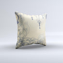 Vintage Hanging Clocks and Keys  Ink-Fuzed Decorative Throw Pillow