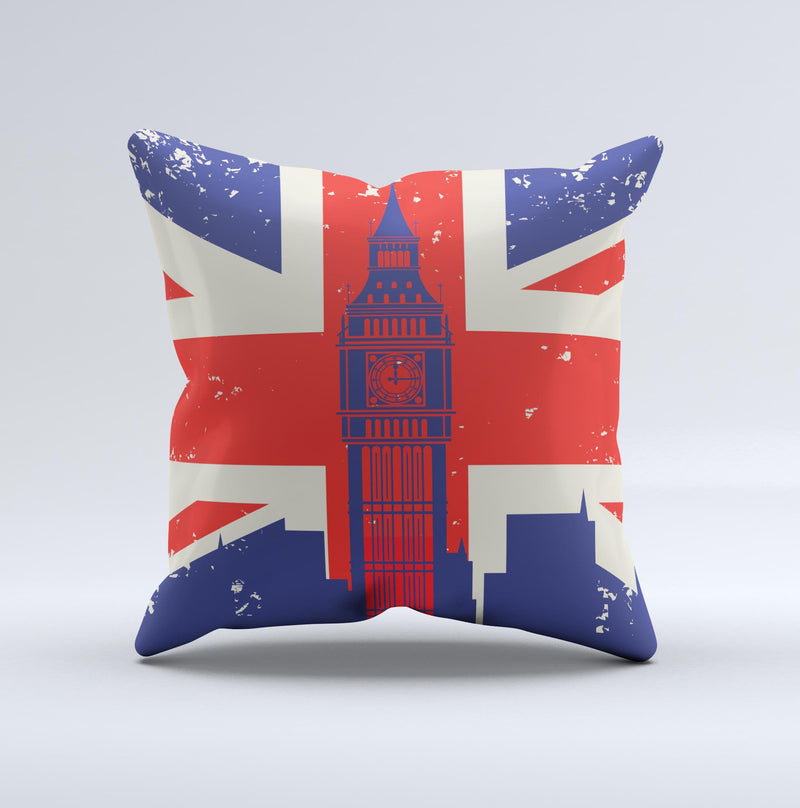 Vintage London England Flag  Ink-Fuzed Decorative Throw Pillow