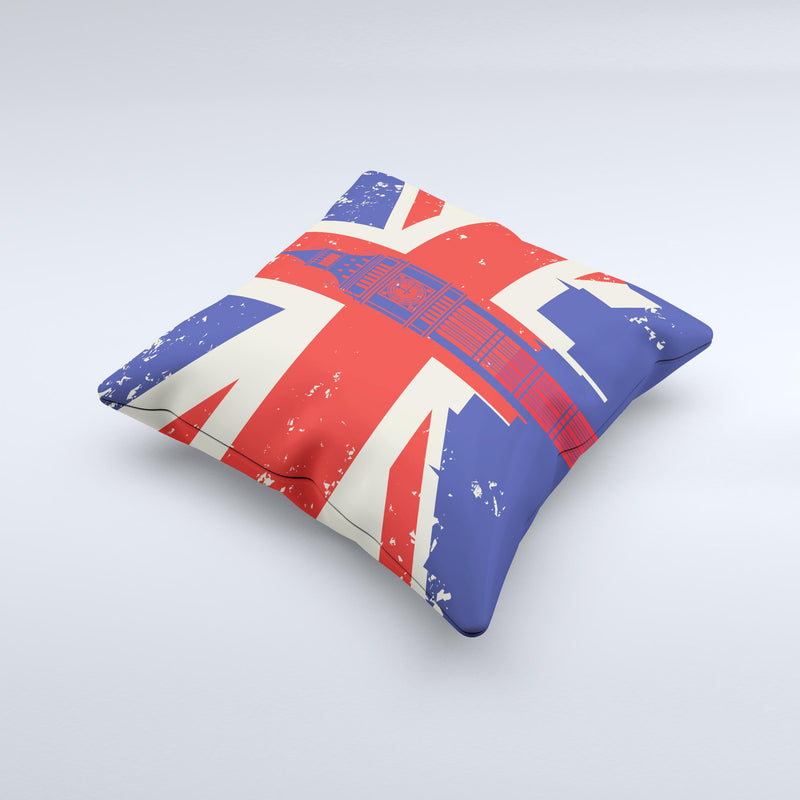 Vintage London England Flag  Ink-Fuzed Decorative Throw Pillow