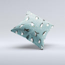 Vintage Penguin Blue Collage  Ink-Fuzed Decorative Throw Pillow