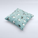 Vintage Penguin Blue Collage  Ink-Fuzed Decorative Throw Pillow