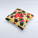 Vintage Red and Tan Abstarct Shapes Ink-Fuzed Decorative Throw Pillow