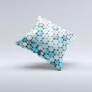 Vintage Scratched Blue & Graytone Polka  Ink-Fuzed Decorative Throw Pillow