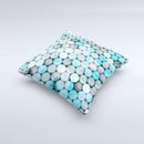 Vintage Scratched Blue & Graytone Polka  Ink-Fuzed Decorative Throw Pillow