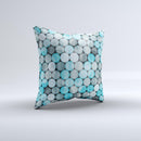 Vintage Scratched Blue & Graytone Polka  Ink-Fuzed Decorative Throw Pillow