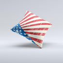 Vintage Tan American Flag  Ink-Fuzed Decorative Throw Pillow