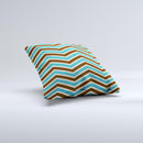 Vintage Wide Chevron Pattern Brown & Blue Ink-Fuzed Decorative Throw Pillow