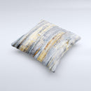 Vintage Wooden Planks with Yellow Paint  Ink-Fuzed Decorative Throw Pillow