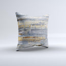 Vintage Wooden Planks with Yellow Paint  Ink-Fuzed Decorative Throw Pillow