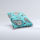 Vivid Blue & Black Paisley Design Ink-Fuzed Decorative Throw Pillow