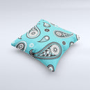 Vivid Blue & Black Paisley Design Ink-Fuzed Decorative Throw Pillow