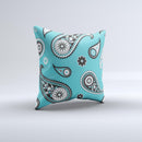 Vivid Blue & Black Paisley Design Ink-Fuzed Decorative Throw Pillow