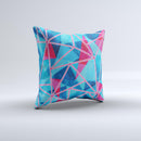 The Vivid Blue and Pink Sharp Shapes ink-Fuzed Decorative Throw Pillow