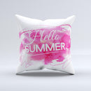 The Vivid Pink Hello Summer ink-Fuzed Decorative Throw Pillow