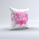 The Vivid Pink Hello Summer ink-Fuzed Decorative Throw Pillow