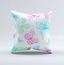 The Vivid Vector Butterflies ink-Fuzed Decorative Throw Pillow