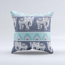 The Walking Sacred Elephant Pattern ink-Fuzed Decorative Throw Pillow