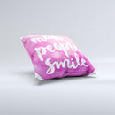 The Watercolor Pink Make People Smile ink-Fuzed Decorative Throw Pillow