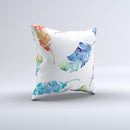 The Watercolour Feather Floats ink-Fuzed Decorative Throw Pillow