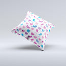 White with Pink & Blue Vector Tweety Birds Ink-Fuzed Decorative Throw Pillow