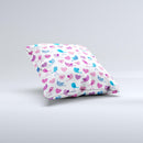 White with Pink & Blue Vector Tweety Birds Ink-Fuzed Decorative Throw Pillow