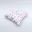 White with Pink & Blue Vector Tweety Birds Ink-Fuzed Decorative Throw Pillow