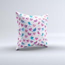White with Pink & Blue Vector Tweety Birds Ink-Fuzed Decorative Throw Pillow
