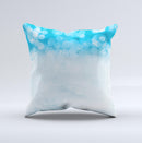 Winter Blue Abstract Unfocused Ink-Fuzed Decorative Throw Pillow