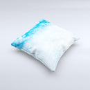 Winter Blue Abstract Unfocused Ink-Fuzed Decorative Throw Pillow
