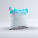 Winter Blue Abstract Unfocused Ink-Fuzed Decorative Throw Pillow