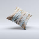 Wood Planks with Peeled Blue Paint Ink-Fuzed Decorative Throw Pillow