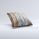 Wood Planks with Peeled Blue Paint Ink-Fuzed Decorative Throw Pillow